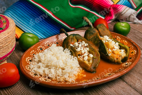 Preview: Stuffed peppers, typical mexican food. Food to celebrate Cinco de Mayo.