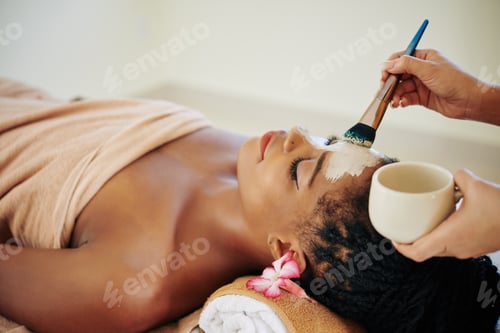 Preview: Beautician applying clay mask