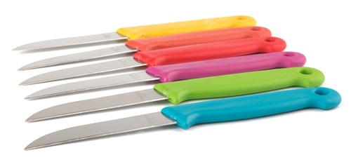 Preview: Set of colorful knives isolated on white