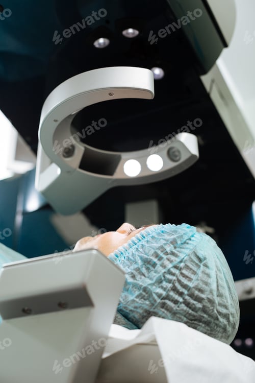 Preview: Low angle of a nice adult woman being ready for treatment