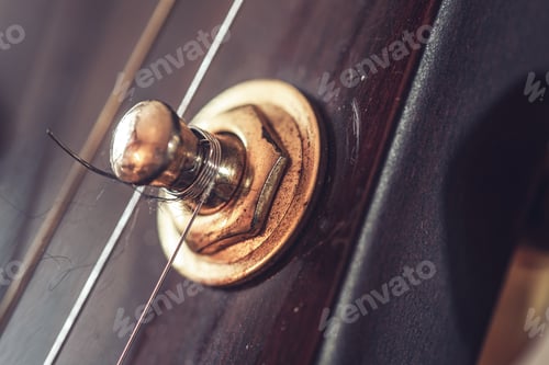 Preview: Close up, part of an acoustic guitar, macro detail.