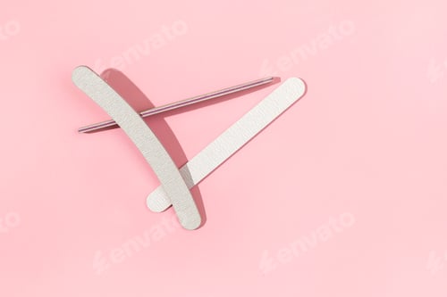 Preview: Set of gray nail files of different shapes and different stiffness. Tools for manicure