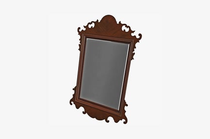 Preview: Antique rectangular mirror with ornate wooden frame