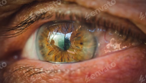 Preview: Close-up of a human eye with a striking combination of brown, yellow, and orange hues in the iris