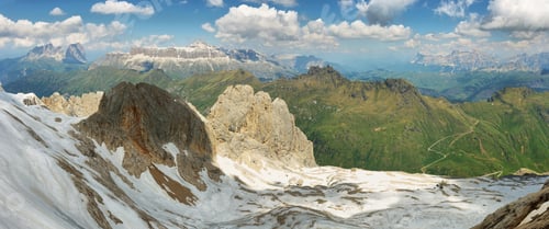 Preview: View of mountains from Marmolada summit in Dolomites, Italy