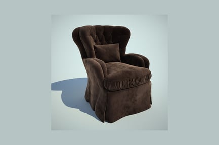 Preview: Tufted swivel armchair with pillow and footrest