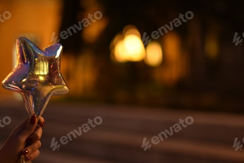 Preview: Christmas bauble star decoration. Christmas greeting card concept .