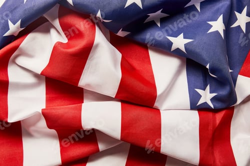 Preview: close up view of crumpled stars and stripes