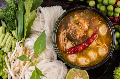 Preview: Rice noodle and coconut milk solution.