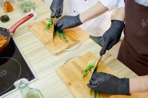 Preview: Chef Cutting Ingredients Close Up