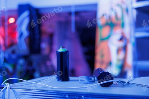Preview: Aerosols containers in abandoned urban building