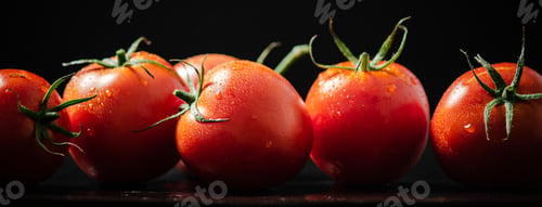 Preview: Fresh tomatoes. On black table.