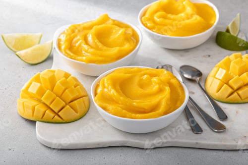 Preview: Mango ice cream or nice cream, blended frozen mango dessert