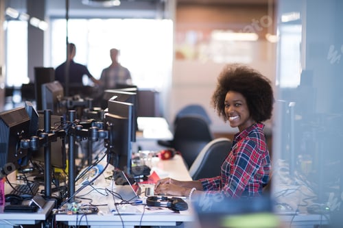 Preview: portrait of a young successful African-American woman in modern