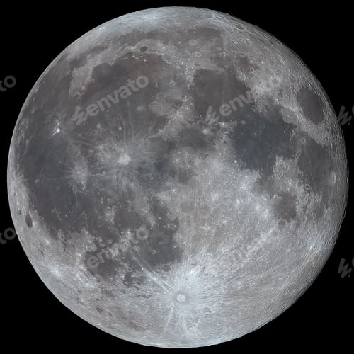 Preview: Beautiful shot of the gray textured moon surface in the dark sky