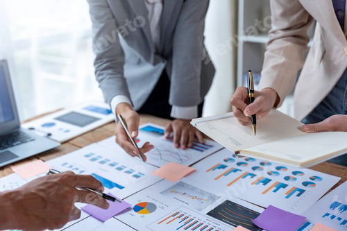 Preview: Business team meeting and presenting business results discussion and analysis data chart and graph.