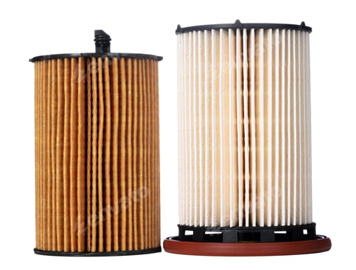Preview: Car oil filters isolated on white, close up.