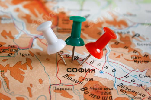 Preview: A map and pins in it, close up