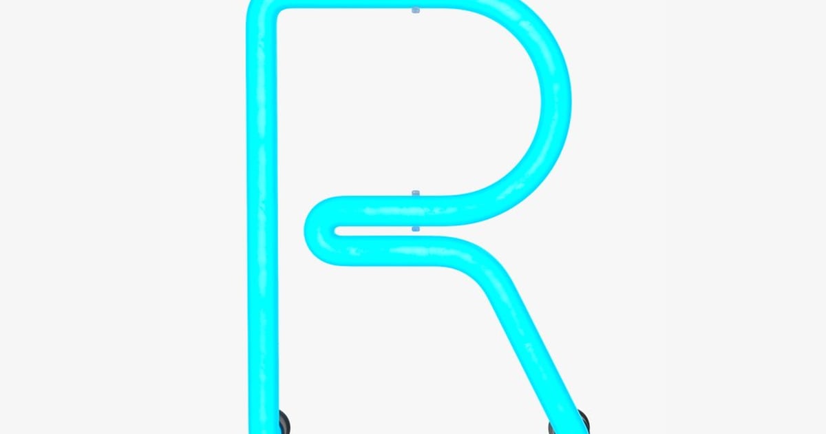 Illuminated Blue Neon Letter R Sign 3D, Incl. alphabet & bulb - Envato