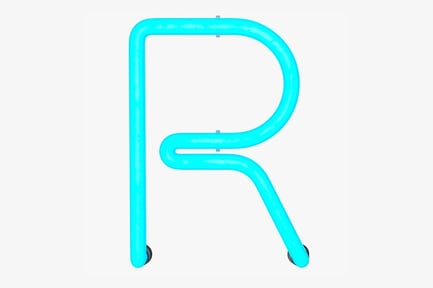 Preview: Illuminated Blue Neon Letter R Sign