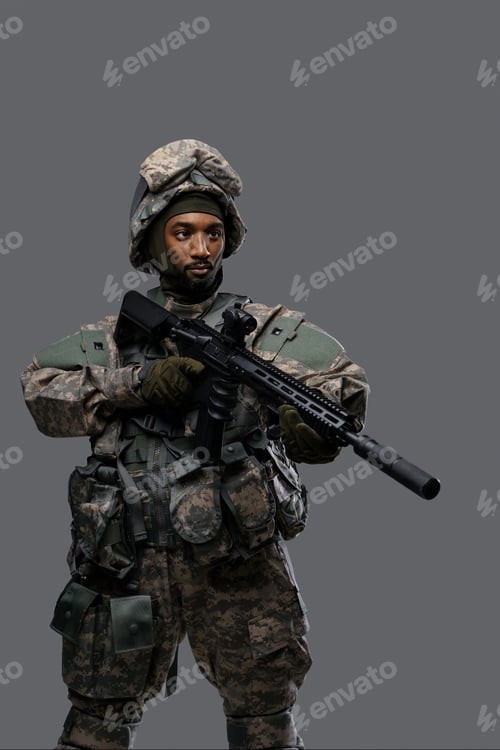 Preview: Dark skinned soldier in NATO uniform