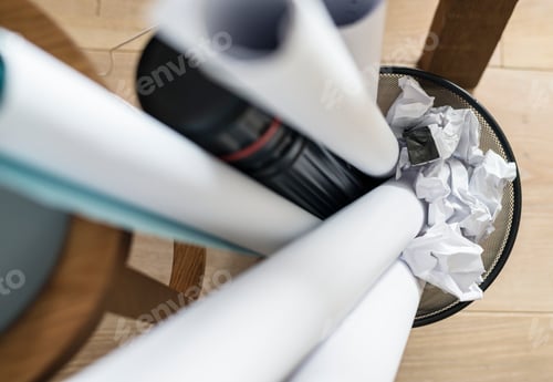 Preview: Paper wastes in trash bin