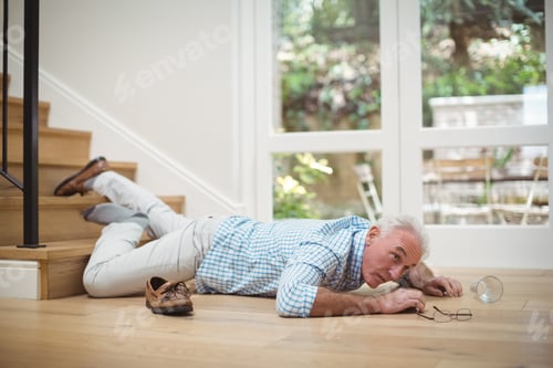 Preview: Senior man fallen down from stairs