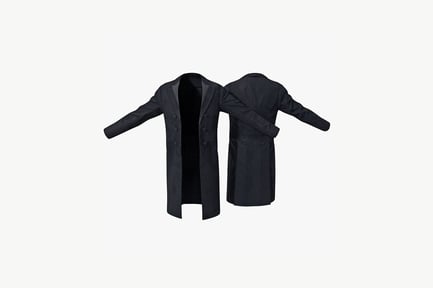 Preview: Black single-breasted coat with notched lapel collar