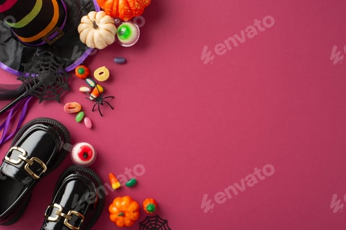 Preview: Gear up for festivities with kid's carnival ensemble. Top view featuring mini loafers