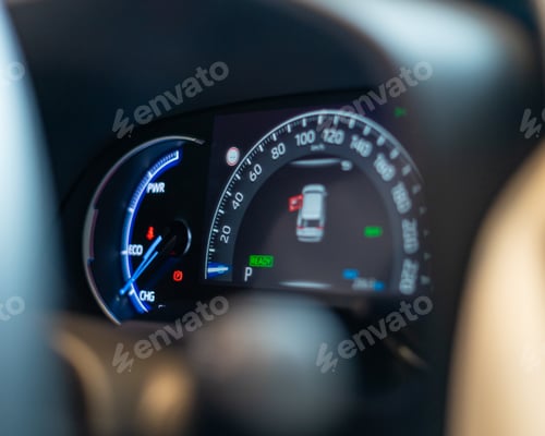 Preview: Car instrument panel Dashboard with speedometer, tachometer, odometer