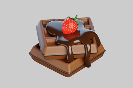 Preview: Waffle with chocolate sauce and strawberry