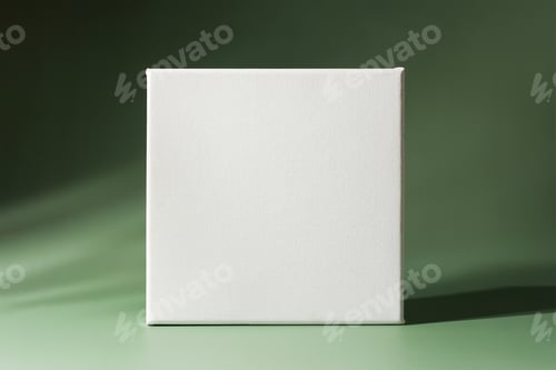 Preview: Blank canvas frame on minimalistic green background