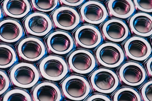 Preview: set of screw nuts with pink reflection