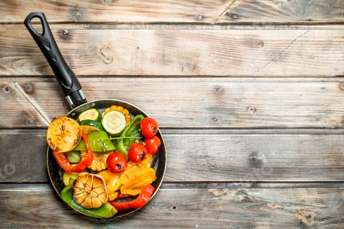 Preview: Different grilled vegetables with herbs and spices.
