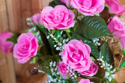 Preview: rose flower on wooden background