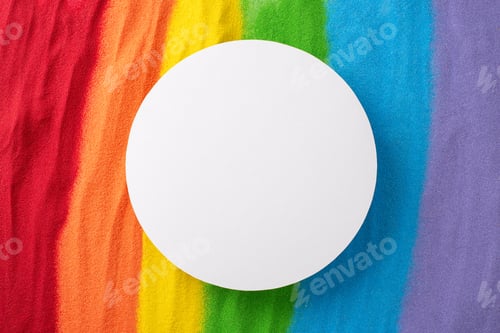 Preview: Express unity during LGBT history month with sand flag. Top view features a rainbow sand flag