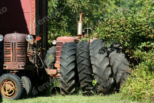Preview: Rustic Red Tractor Abandoned in Field