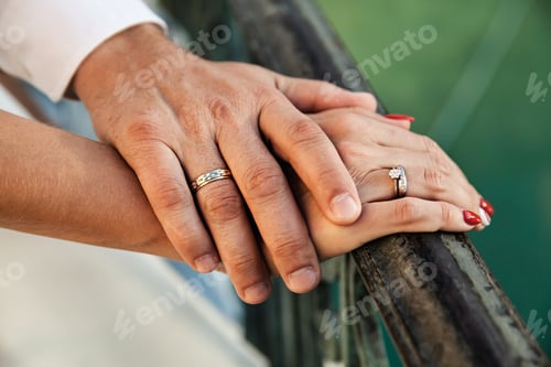 Preview: ☀️ NOMINATED!!! ☀️ Hands Of Bride And Groom With Wedding Rings Outdoor