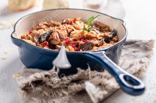 Preview: Spicy and homemade stew with sauerkraut, cabbage and spices.