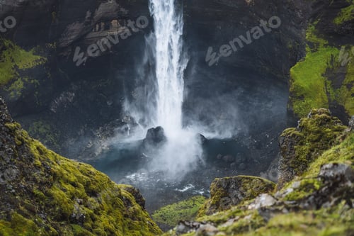 Preview: Haifoss waterfall in Iceland - one of the highest waterfall in Iceland, popular tourist destination