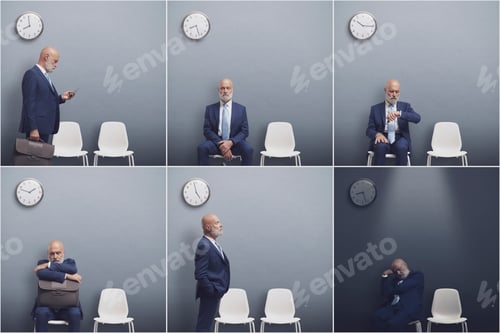 Preview: Bored businessman in the waiting room