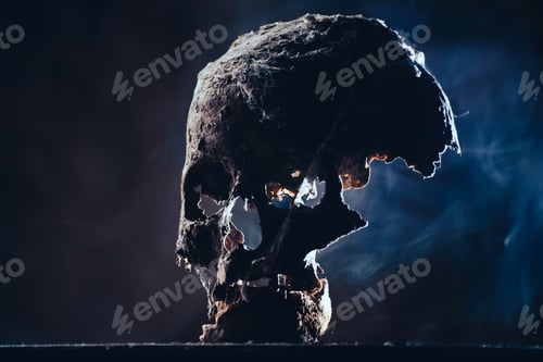 Preview: Scary grunge skull wallpaper. Halloween background.