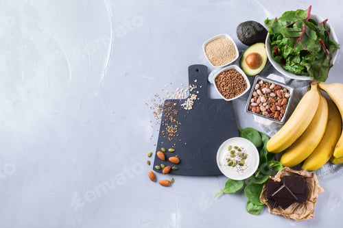 Preview: Assortment of healthy high magnesium sources food