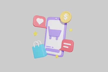 Preview: Online shopping cartoon scene