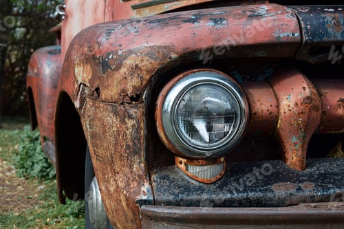 Preview: Very old rusty abandoned car with corroded metal exterior