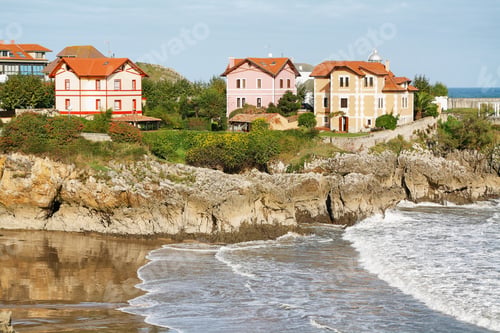 Preview: Village of Llanes and beach, Asturias, Spain