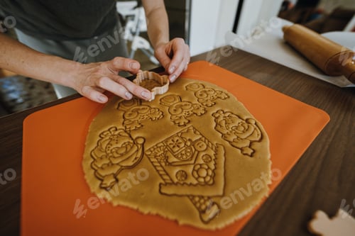Preview: Woman's Hands Baking Delicious Ginger Cookies.