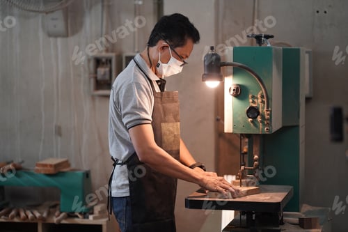 Preview: Carpenters Assembling Furniture, Small business in wood DIY workplace office background