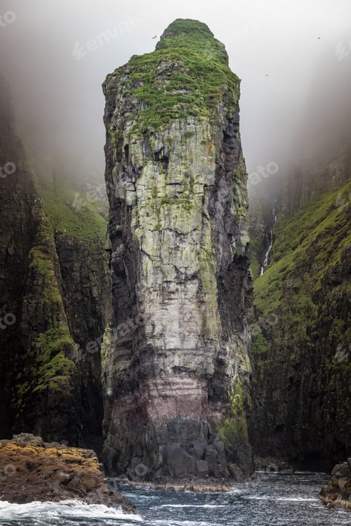 Preview: Huge rocky outcrop on the coast of the Faroe
