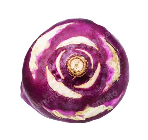 Preview: ripe taproot of purple kohlrabi cabbage isolated